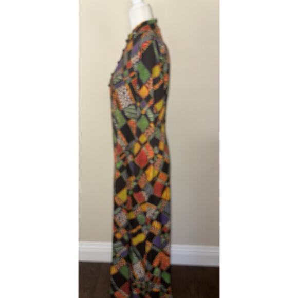 Vintage Polyester Dress Patchwork Zip No Designer Union Label S M High Neck Zip - Picture 6 of 15